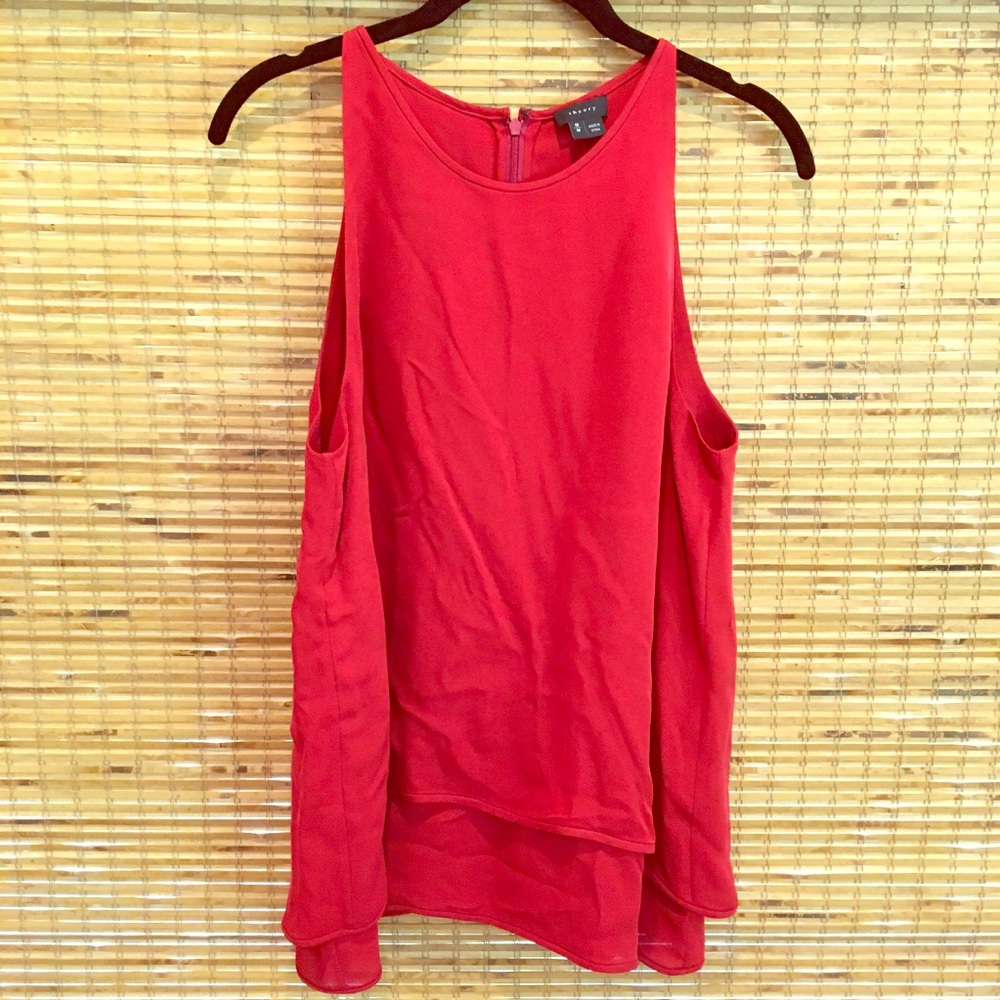 Theory silk, tiered sleeveless blouse